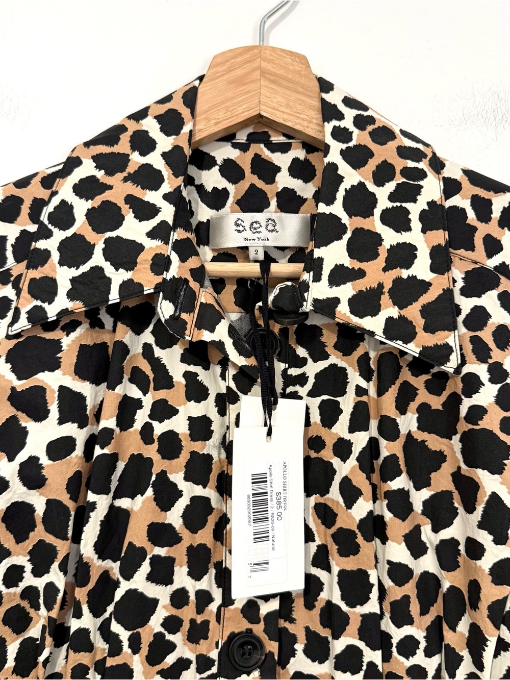 NWT SEA New York Apollo Shirt Dress Natural Leopard Print Women’s Size 2 - Picture 6 of 8